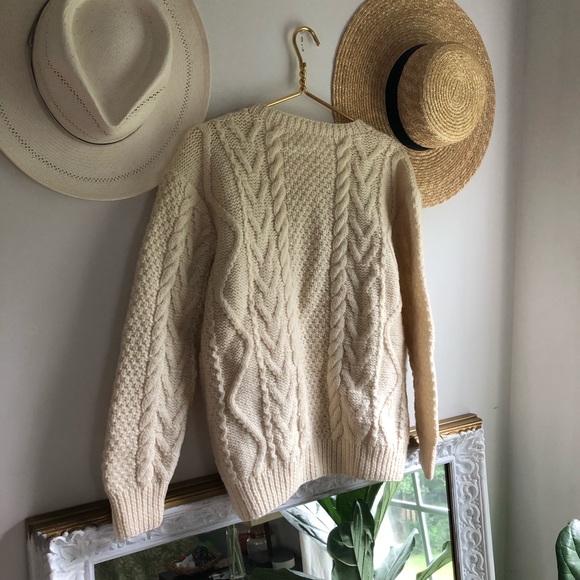 Handmade Vintage Fisherman Cardigan in Ivory Cream - Picture 4 of 7